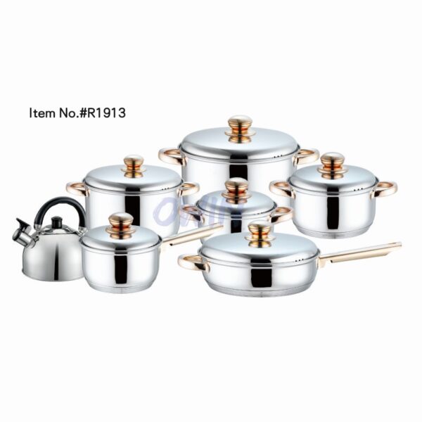 Item#R1913 Ollas De Cocina Set De 13 Piezas Acero Inoxidable