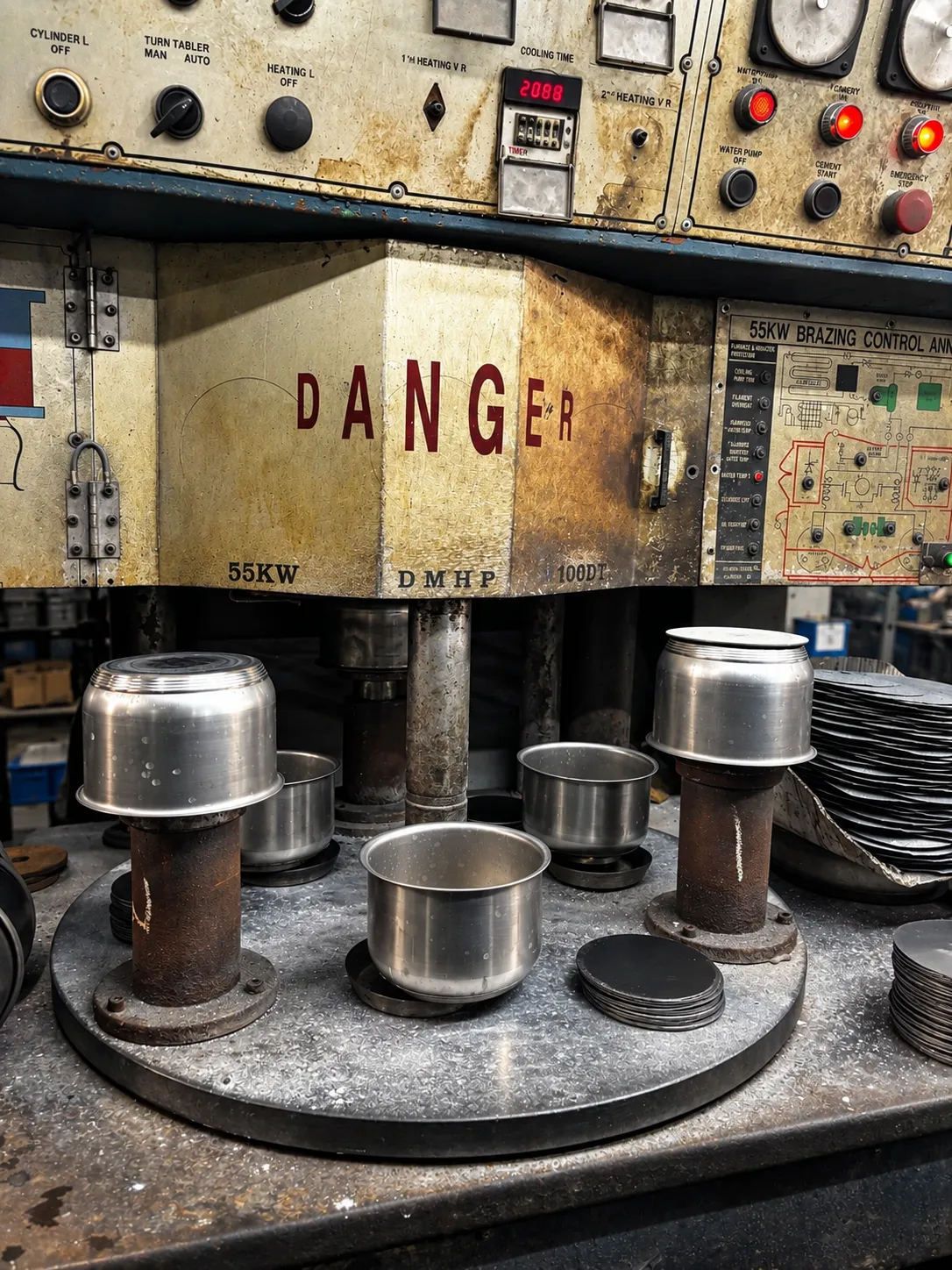 Cookware base-bonding equipment with stainless steel pot bodies