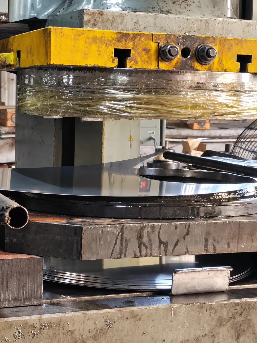 Stainless steel circular blanks and blanking press tooling