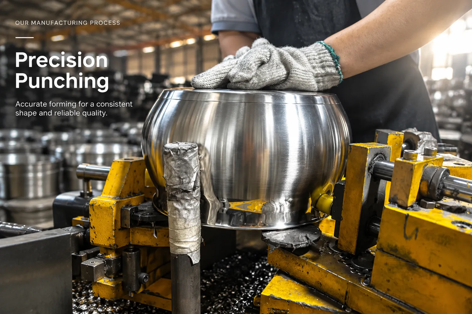 Illustrative precision punching process for a stainless steel cookware body